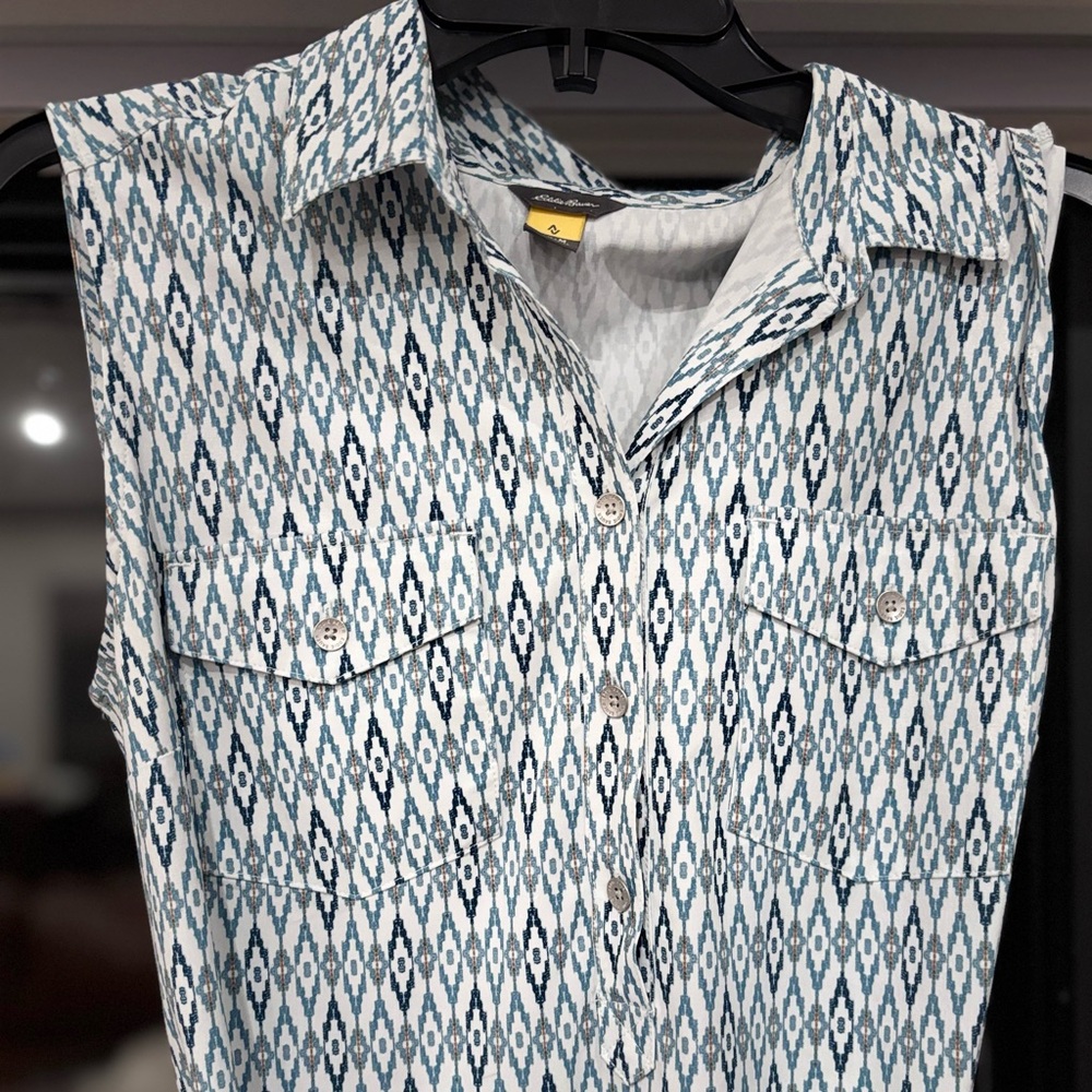 Eddie Bauer Henley Tie Waist Southwest Stretch Travel Athleisure Dress M - Picture 3 of 9